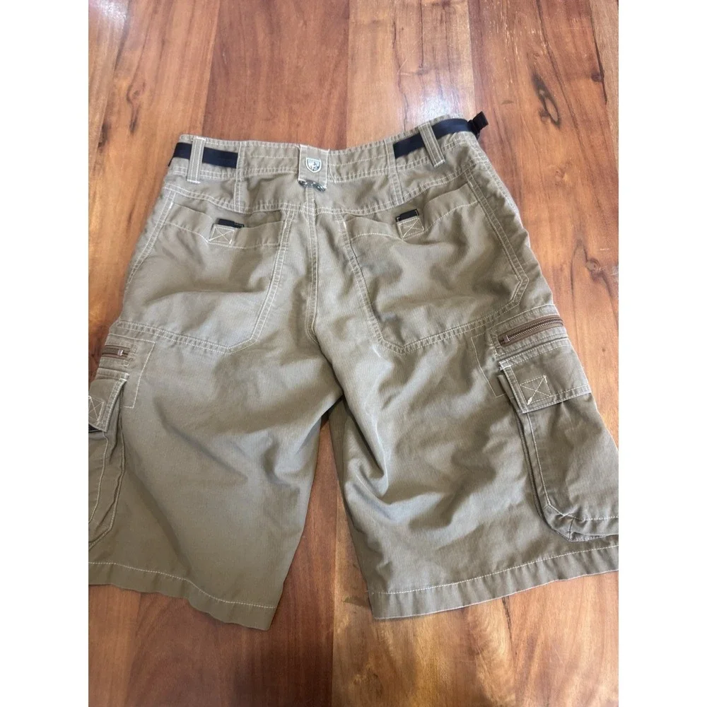 Kuhl Dry Cargo Shorts Mens Outdoor Hiking Utility Green Brown Khaki Small